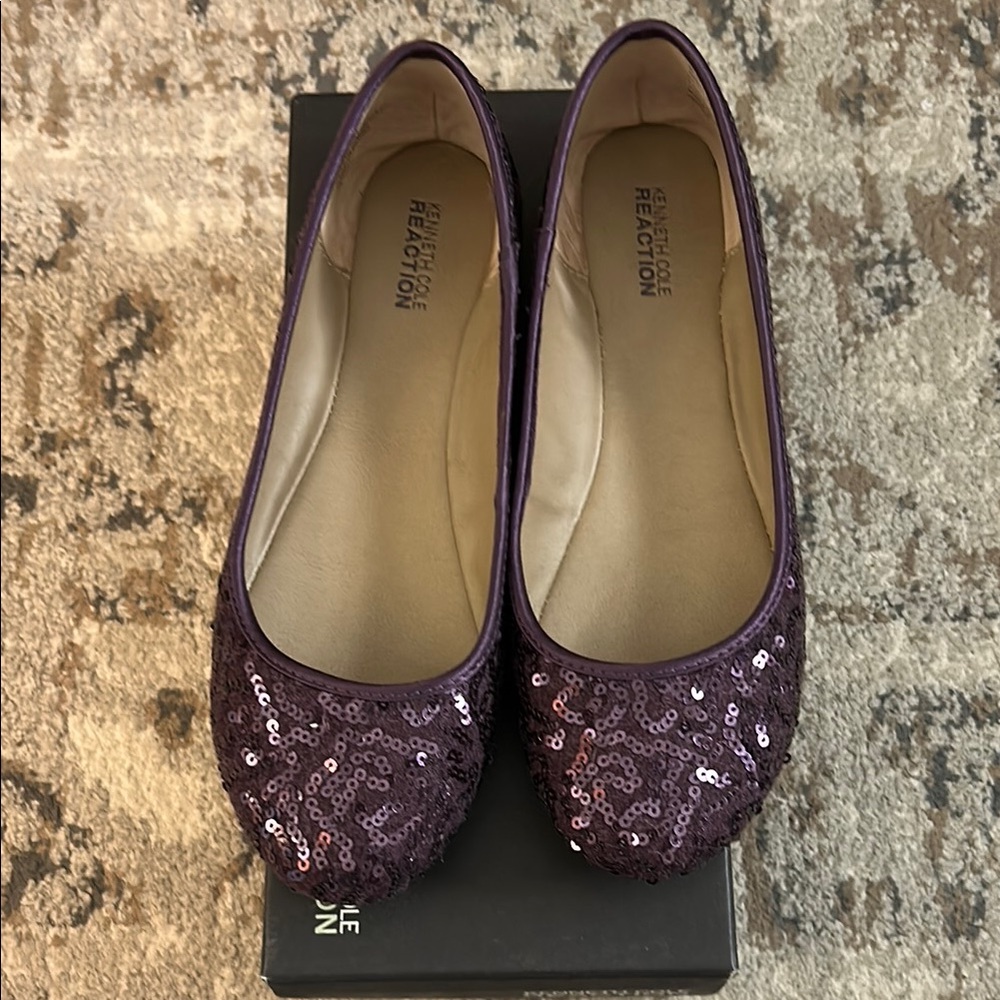 Kenneth Cole Reaction Purple Flats with Embellished Toe